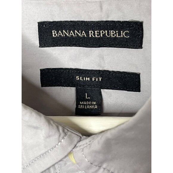 Banana Republic Shirt Mens Large Long Sleeve Button Down Top Slim Fit Gray Work - Picture 7 of 13